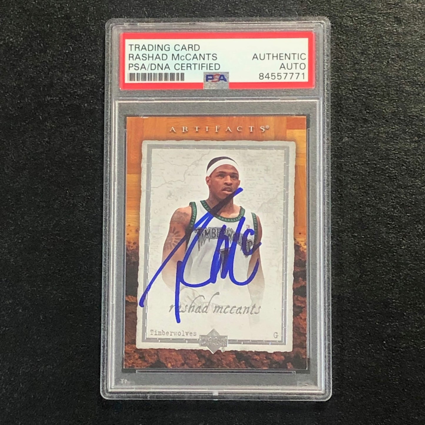 2007-08 Artifacts Basketball #56 Rashad McCants Signed Card AUTO PSA Slabbed Min