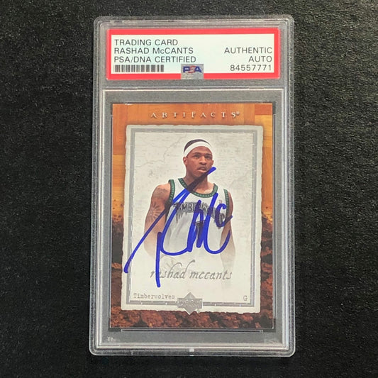 2007-08 Artifacts Basketball #56 Rashad McCants Signed Card AUTO PSA Slabbed Min