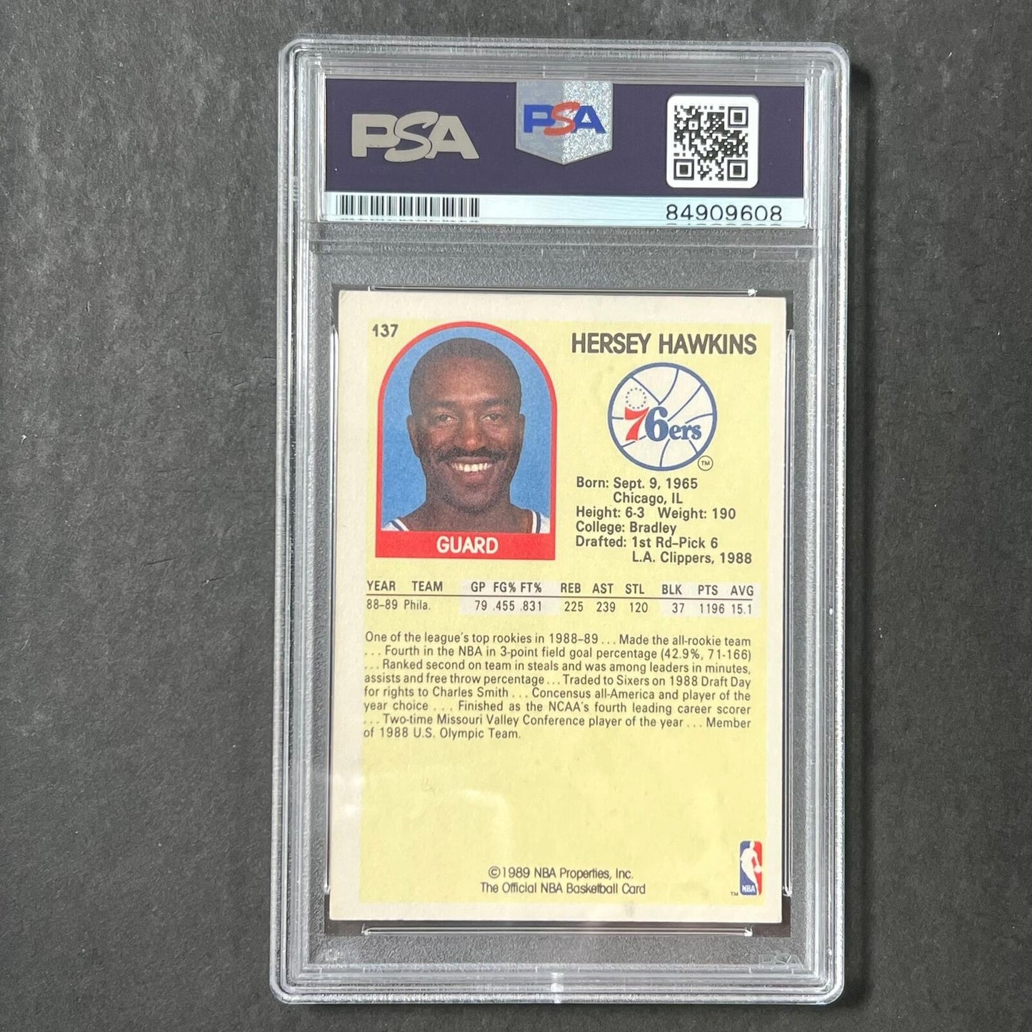 1988-89 Topps #137 Hersey Hawkins Signed Card PSA Slabbed 76ers