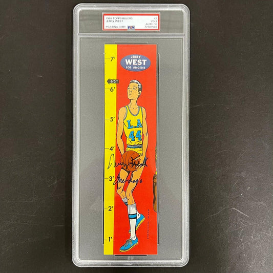 1969 Topps Rulers Jerry West signed PSA/DNA Encapsulated VG 3 Auto 10 Lakers Aut