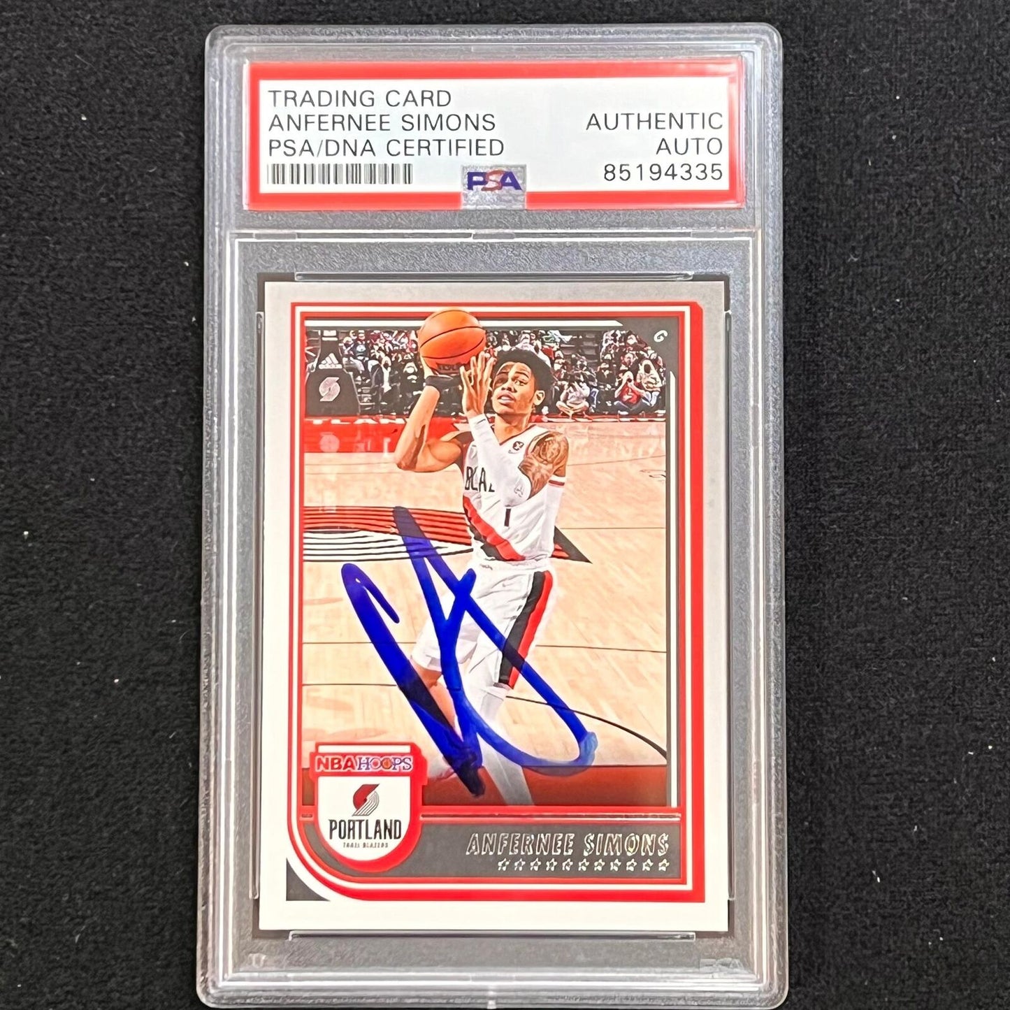 2022-23 Panini Hoops #210 ANFERNEE SIMONS Signed Card AUTO PSA/DNA Slabbed Blaze