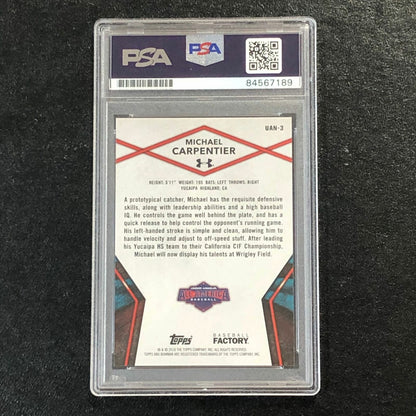 2018 BOWMAN Under Armour #UAN-3 Michael Carpentier Signed Card PSA Slabbed Auto
