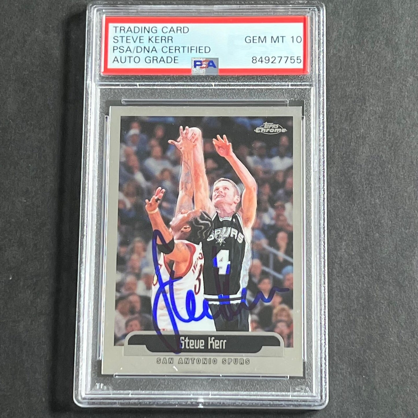 2000-01 Topps Chrome #226 Steve Kerr Signed Card Auto 10 PSA Slabbed Spurs