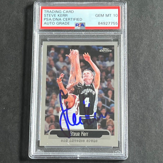 2000-01 Topps Chrome #226 Steve Kerr Signed Card Auto 10 PSA Slabbed Spurs