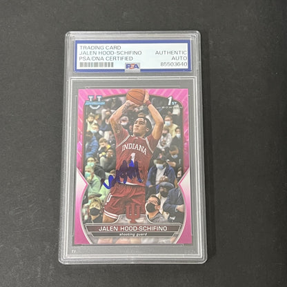 2023 Bowman University Chrome Pink #57 Jalen Hood-Schifino signed card PSA