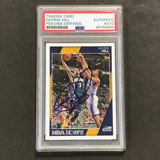 2016-17 Panini NBA Hoops #98 George Hill Signed Card Auto PSA Slabbed Jazz