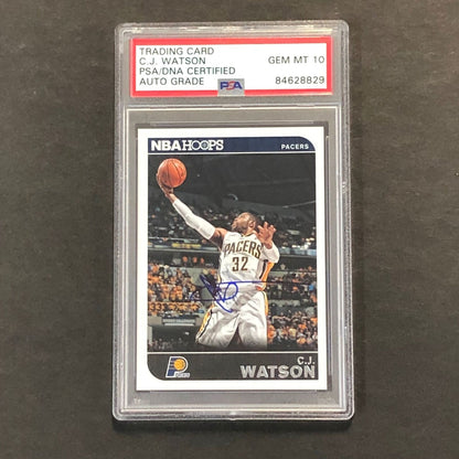 2014-15 NBA Hoops #183 C.J. Watson Signed Card AUTO 10 PSA Slabbed Pacers