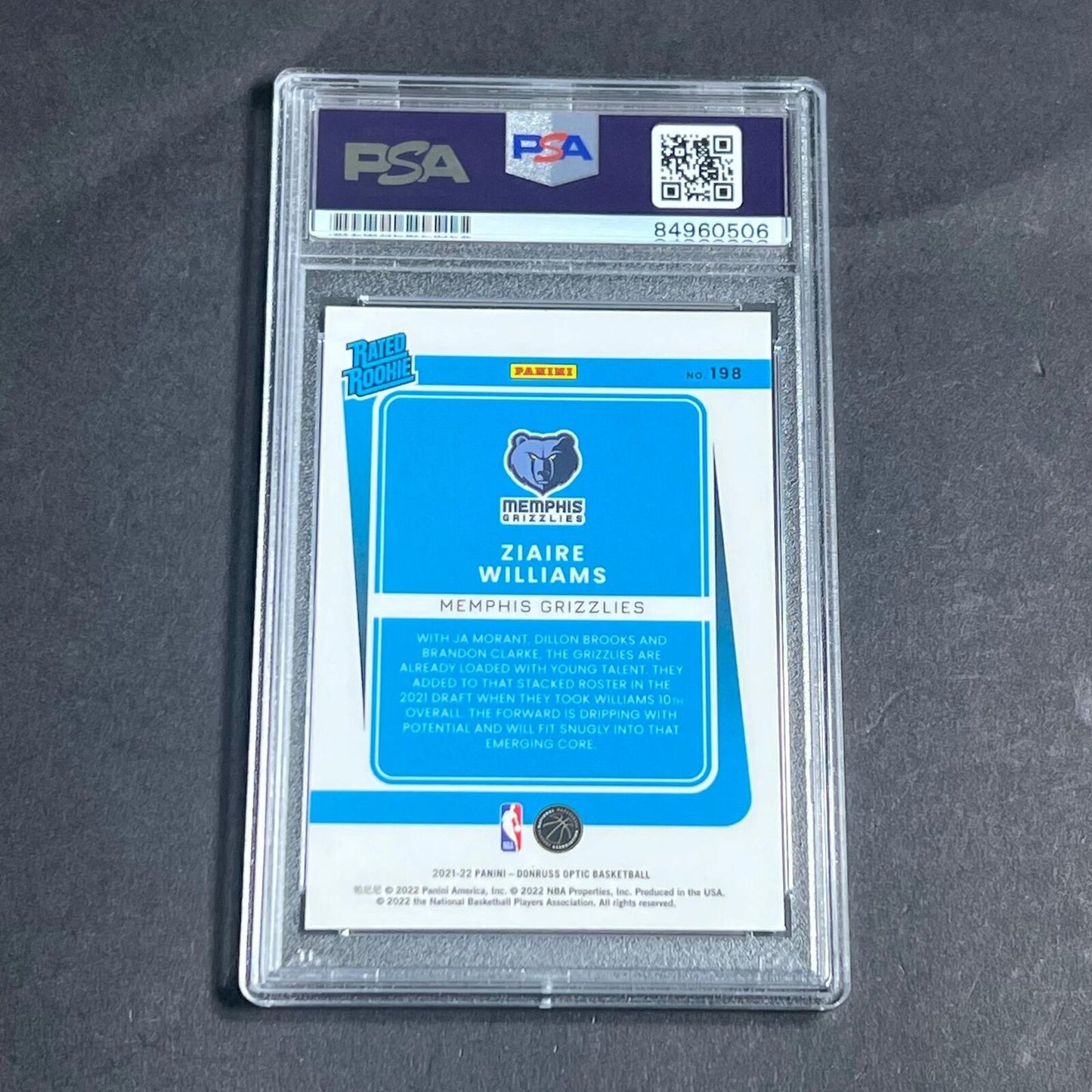2021-22 Panini Donruss #198 Ziaire Williams Signed Card AUTO PSA/DNA Slabbed RC