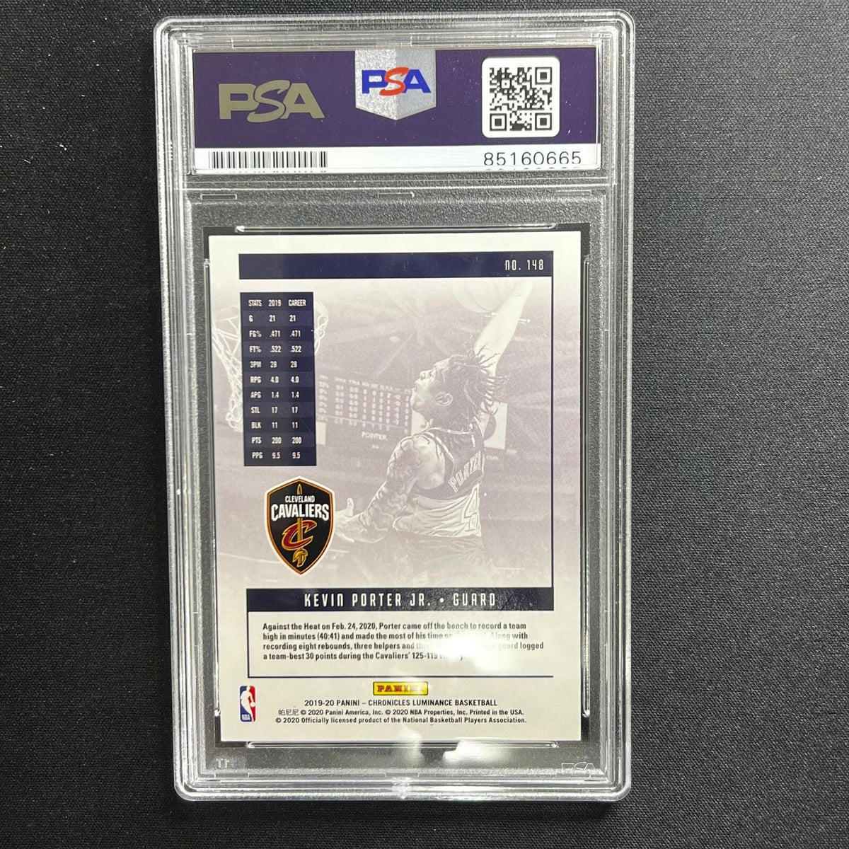 2019-20 Panini Chronicles #148 Kevin Porter Jr. Signed Card PSA AUTO 10 Slabbed
