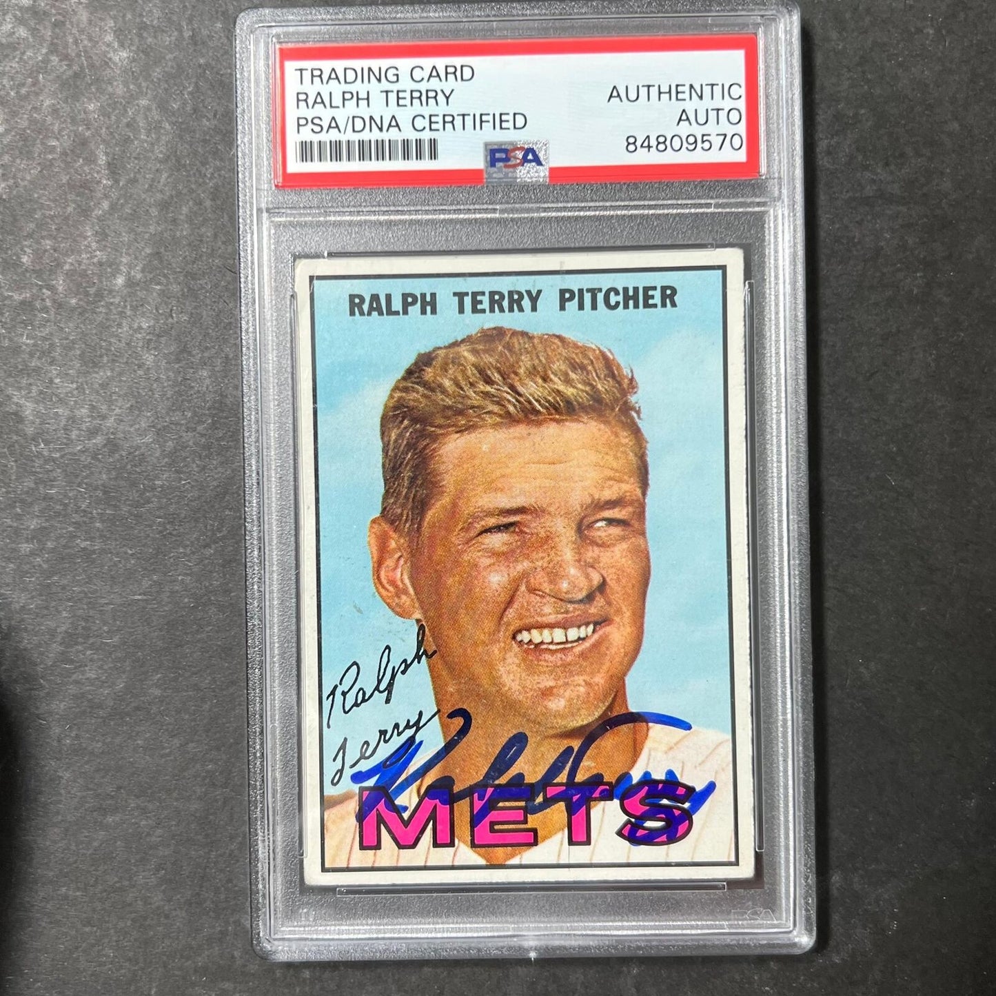 1967 Topps #59 Ralph Terry Signed Card PSA Slabbed Auto Mets