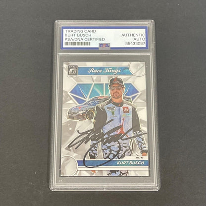 2023 Panini Optic Donruss Race Kings #8 Kurt Busch Signed Card AUTO PSA Slabbed