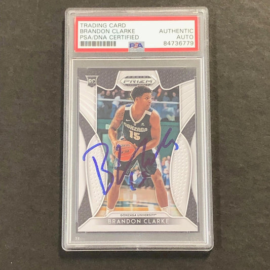 2019-20 Prizm Draft Picks #86 Brandon Clarke Signed Card AUTO PSA Slabbed Gonzag