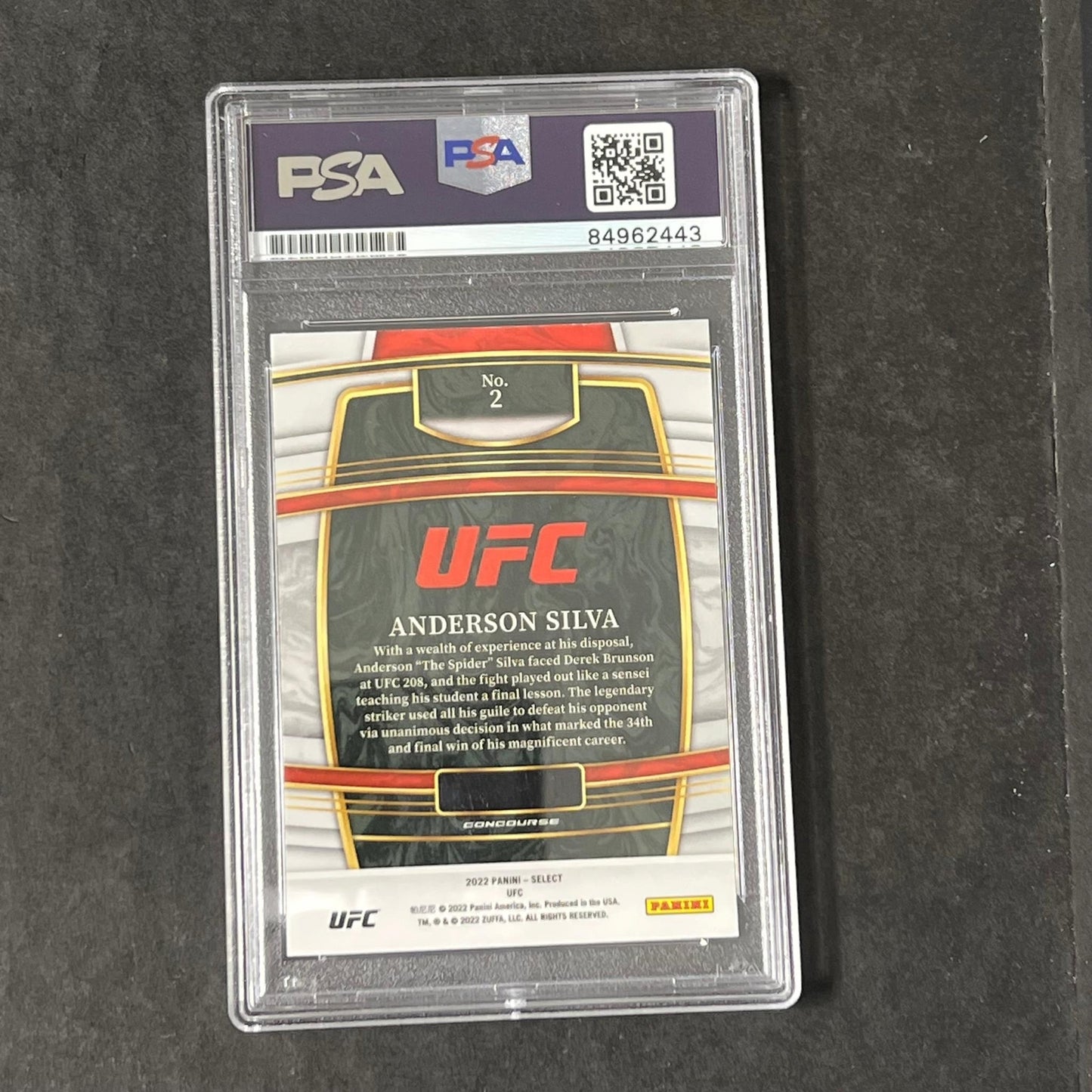 2022 Panini Select #2 Anderson Silva Signed Card AUTO PSA Slabbed UFC
