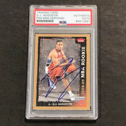 2008-09 Fleer #209 DJ Augustin Signed Card AUTO PSA Slabbed RC Bobcats