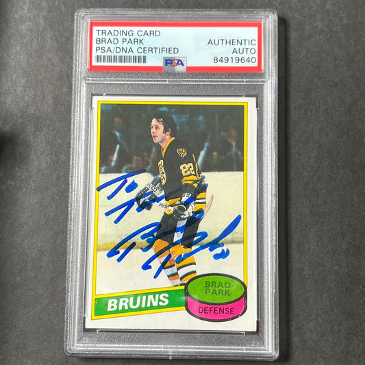 1980-81 Topps #74 Brad Park Signed Card AUTO PSA Slabbed Bruins