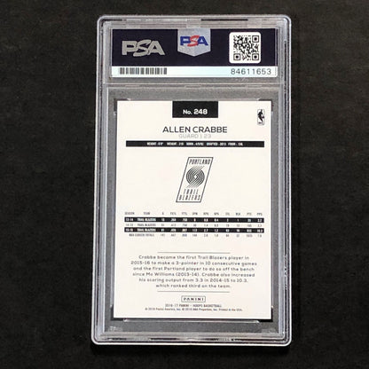 2016-17 NBA Hoops #248 Allen Crabbe Signed Card AUTO 10 PSA Slabbed Trailblazers