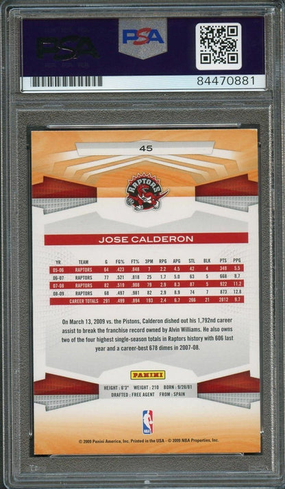 2009-10 Panini Basketball #45 Jose Calderon Signed Card AUTO 10 PSA Slabbed Rapt