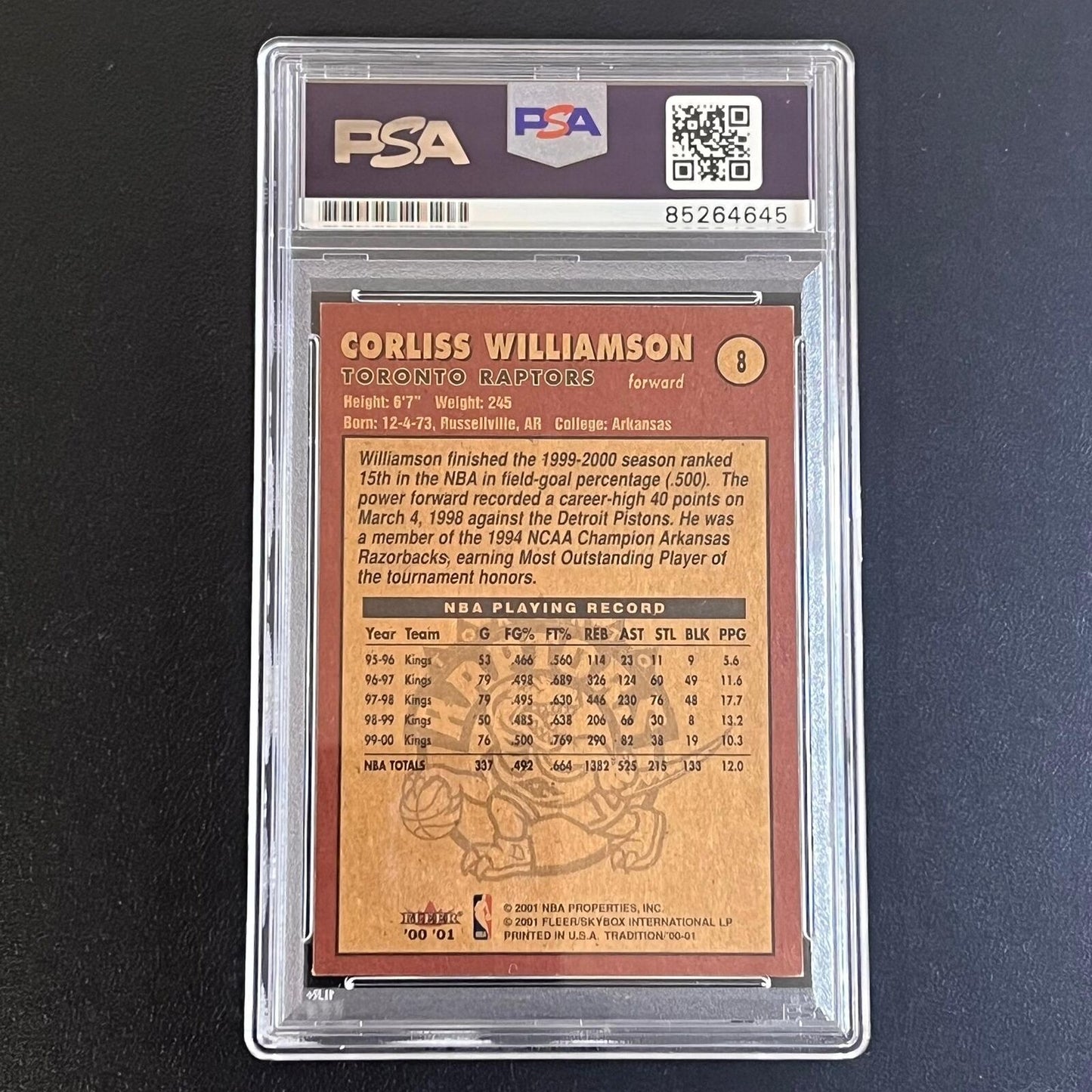 2000-01 Fleer Tradition #8 Corliss Williamson Signed Card AUTO PSA Slabbed Rapto