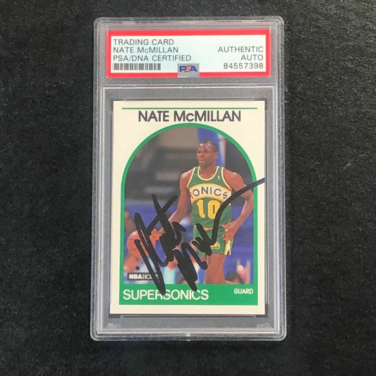 1989-90 NBA Hoops #192 Nate McMillan Signed Card AUTO PSA Slabbed Sonics