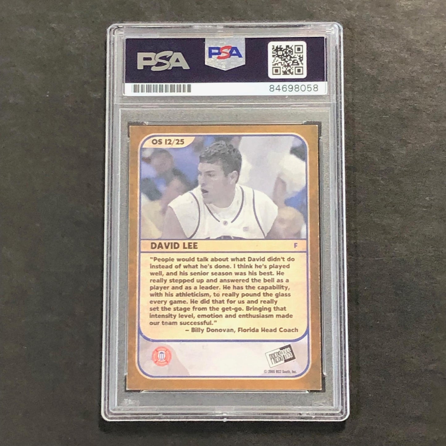 2005 PressPass #12/25 David Lee Signed Card AUTO PSA Slabbed