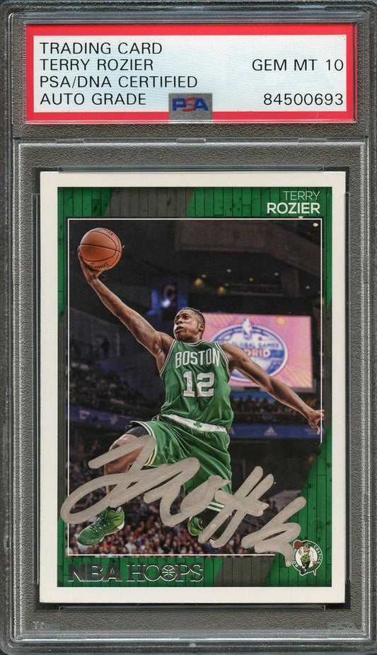2016-17 NBA Hoops #175 Terry Rozier Signed Card AUTO 10 PSA/DNA Slabbed Celtics