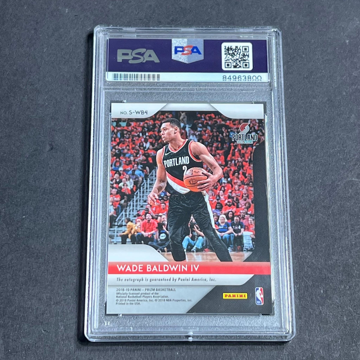 2018-19 Panini Prizm #S-WB4 Wade Baldwin IV Signed Card PSA Slabbed Trailblazers