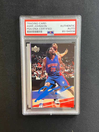 2007-08 Upper Deck #126  Amir Johnson Signed Card AUTO PSA Slabbed Pistons