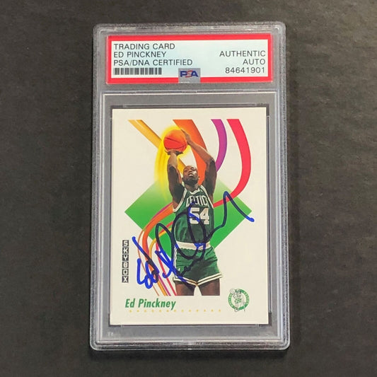 1991-92 Skybox #19 Ed Pinckney Signed Card AUTO PSA Slabbed Celtics