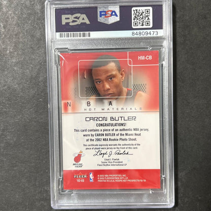 2002-03 Fleer Hoops Hot Materials #HM-CB Caron Butler Signed Card AUTO PSA Slabb