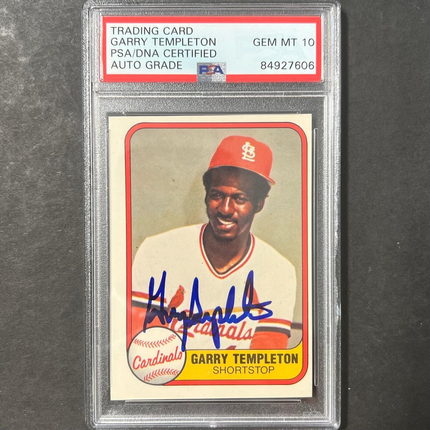 1981  Fleer #529 Garry Templeton Signed Card PSA Slabbed Auto 10 Cardinals