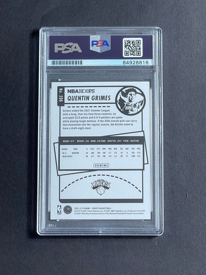 2021-22 NBA Hoops #206 Quentin Grimes Signed Card PSA Slabbed Knicks