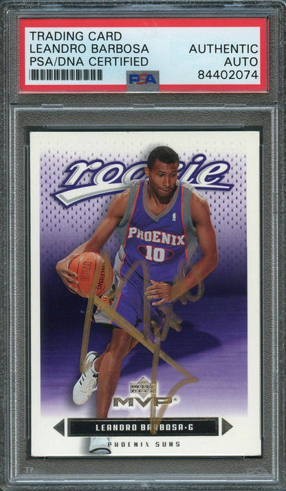 2003-04 Upper Deck MVP #228 Leandro Barbosa Signed Card AUTO PSA Slabbed Suns