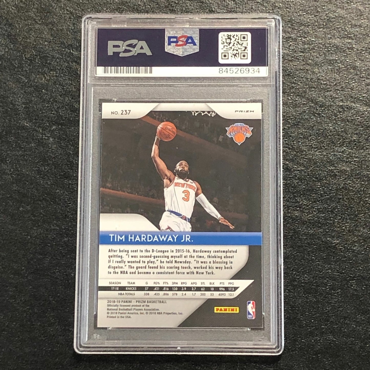 2018 Panini Prizm Red White Blue #237 Tim Hardaway Jr. Signed Card AUTO PSA Slab