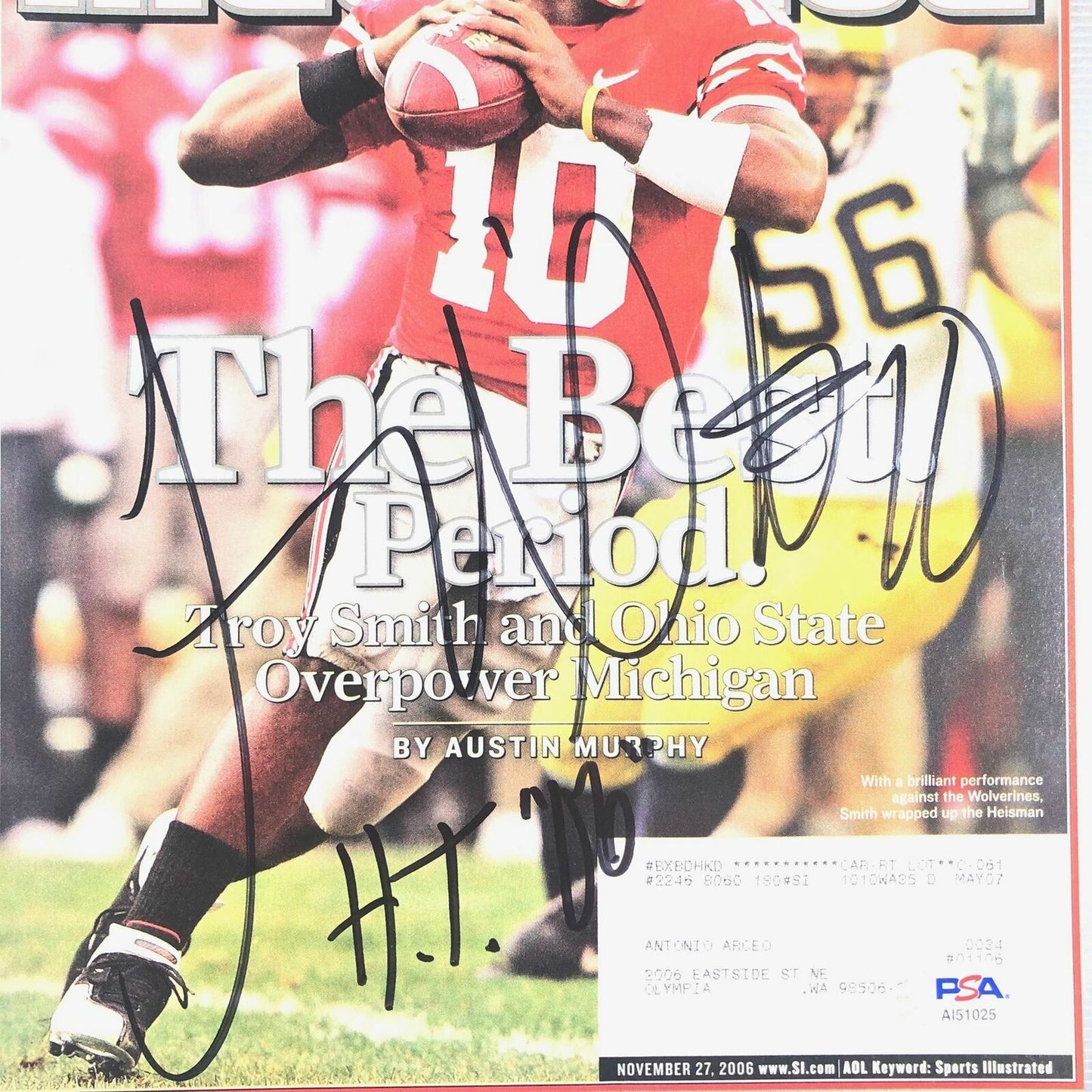 Troy Smith Signed SI Magazine PSA/DNA Ohio State Autographed Heisman