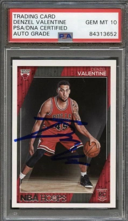 2016-17 NBA Hoops #273 Denzel Valentine RC Signed Card AUTO Grade 10 PSA Slabbed