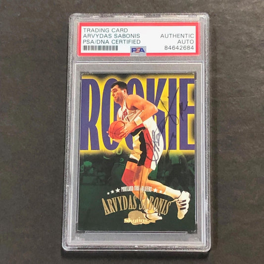 1996 Skybox Roadmap #239 ARVYDAS SABONIS Signed Card AUTO PSA Slabbed Trail Blaz