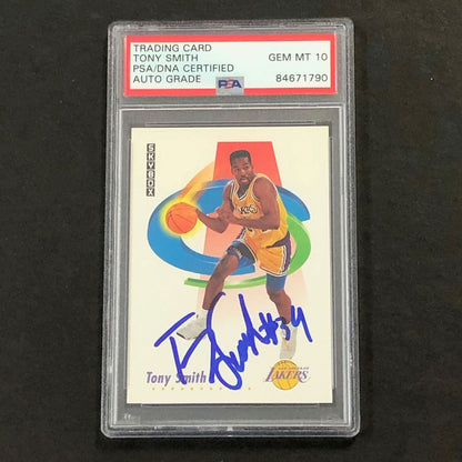 1991 Skybox #140 Tony Smith Signed Card AUTO 10 PSA Slabbed Lakers