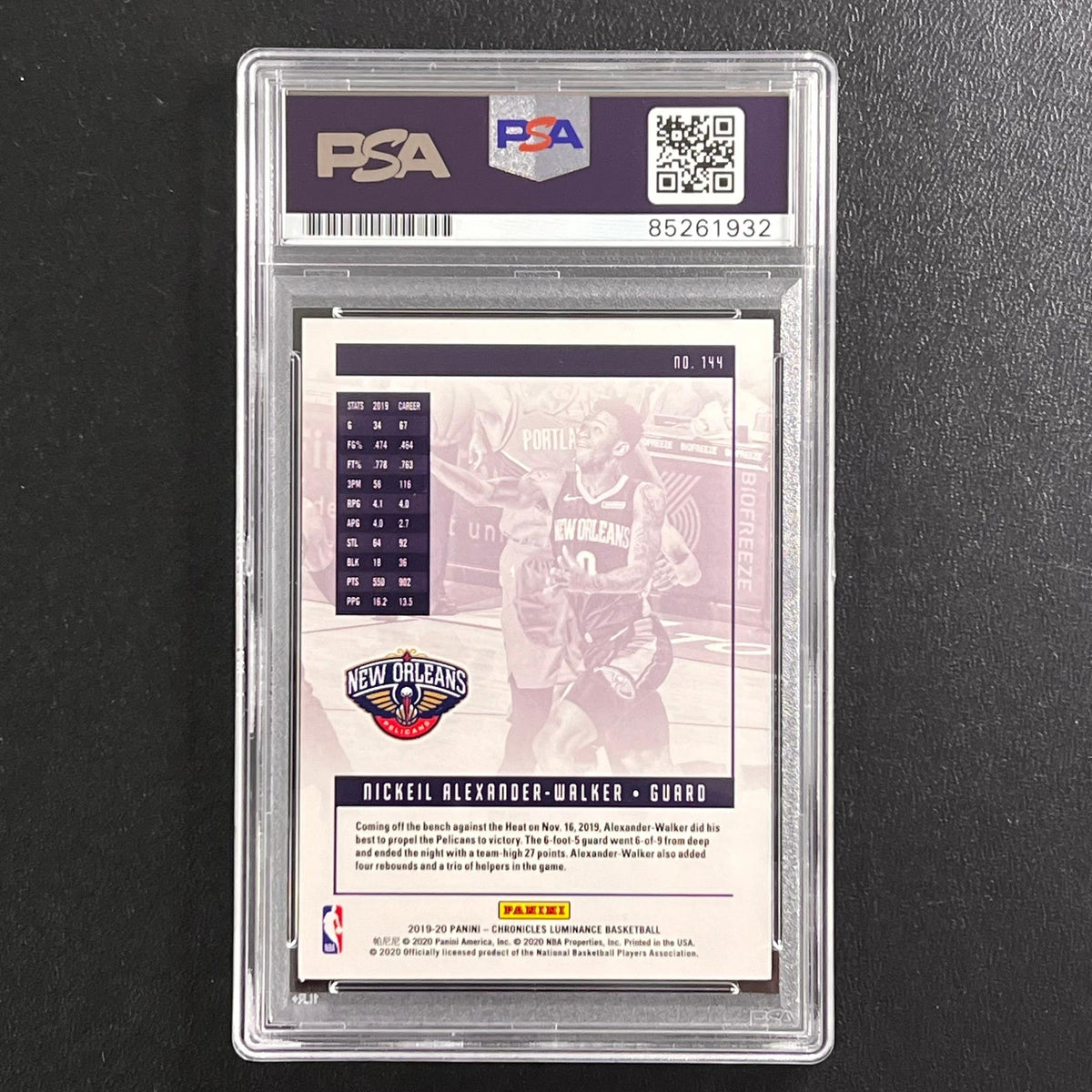 2019-20 Panini Chronicles #144 Nickeil Alexander Walker Signed Card AUTO 10 PSA