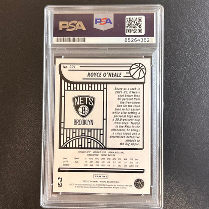 2022-23 Panini NBA Hoops #221 Royce O'Neale Signed Card AUTO PSA Slabbed Nets