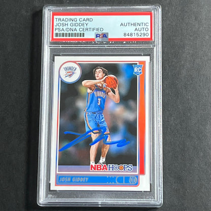 2021-22 NBA Hoops #202 Josh Giddey Signed Card PSA Slabbed RC Thunder