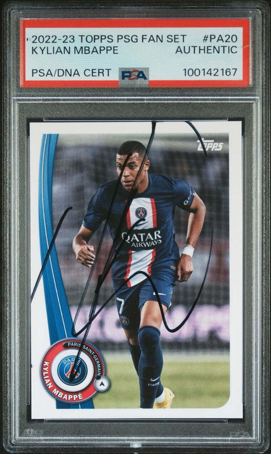 2022-23 Topps PSG Fan Set #PA20 Kylian Mbappe Signed Card PSA/DNA Authentic PSG