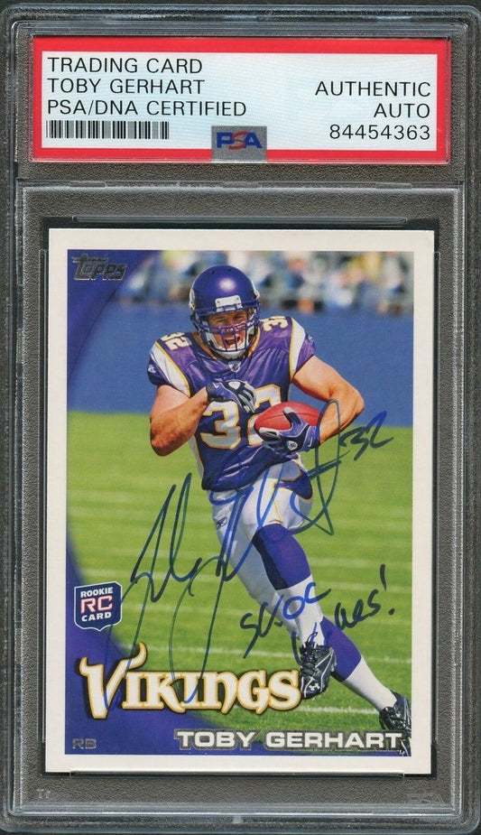 2010 Topps #203A Toby Gerhart Signed Card PSA Slabbed Vikings