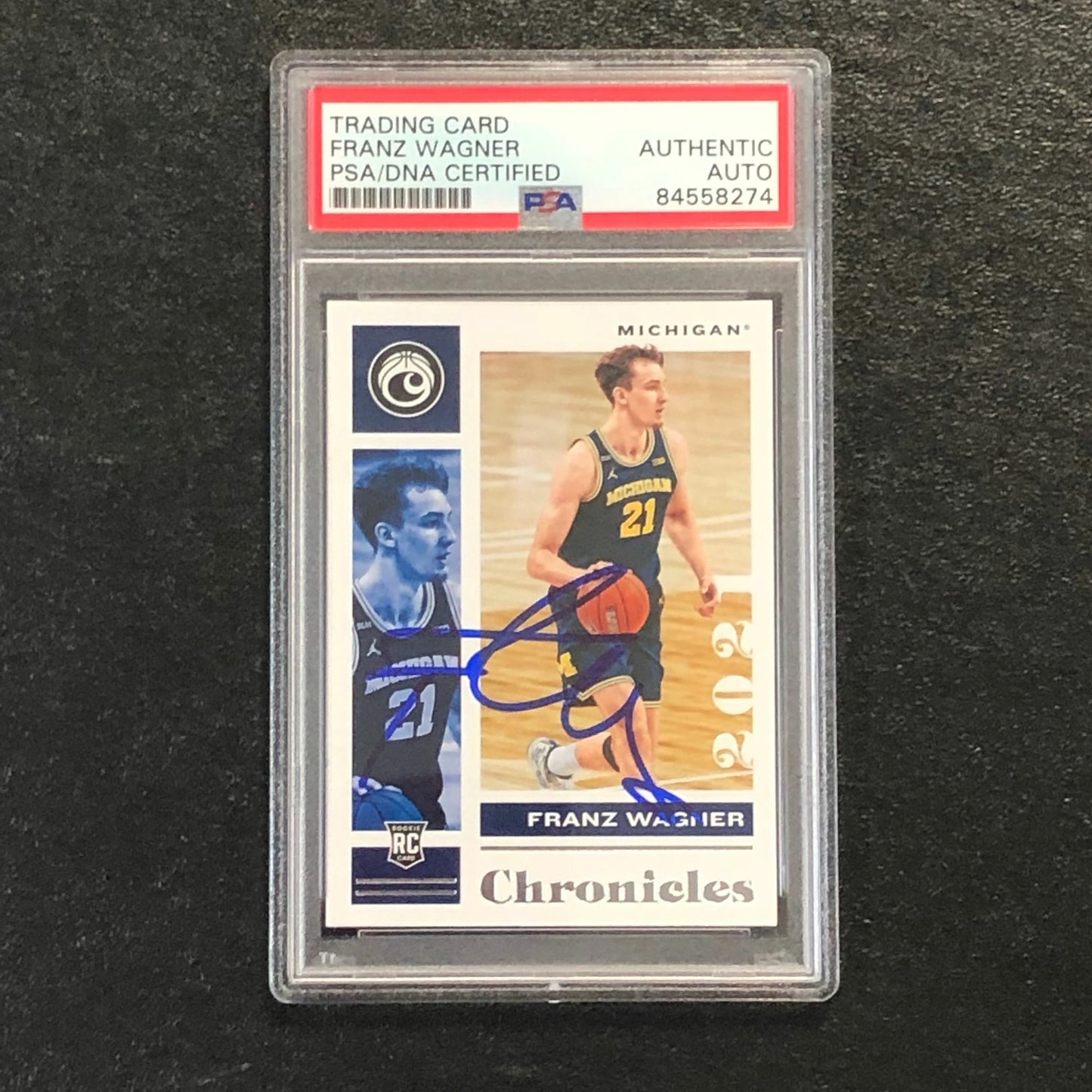 2021 Chronicles Draft Picks #9 Franz Wagner Signed Card AUTO PSA Slabbed RC Mich