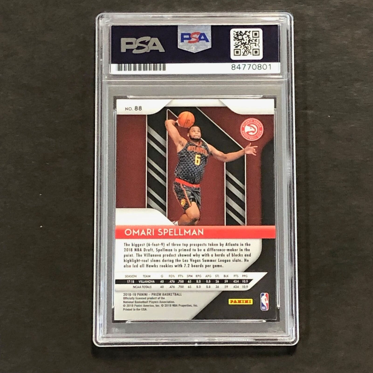 2018-19 Panini Prizm #88 Omari Spellman Signed Card AUTO PSA/DNA Slabbed RC Hawk