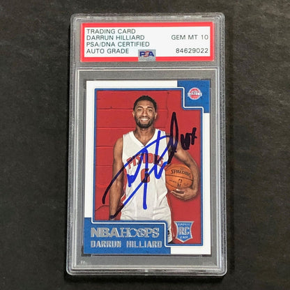 2015-16 NBA Hoops #297 Darrun Hilliard Signed Card AUTO 10 PSA Slabbed RC Piston