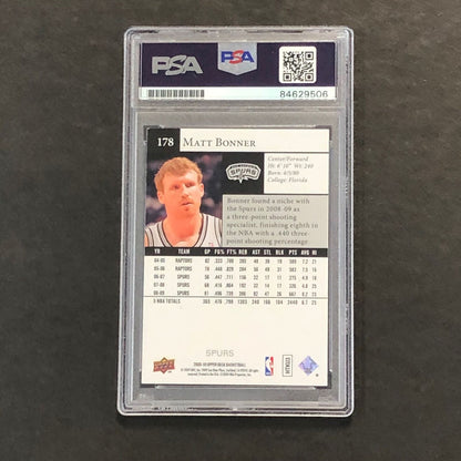 2009-10 Upper Deck #178 Matt Bonner Signed Card AUTO PSA Slabbed