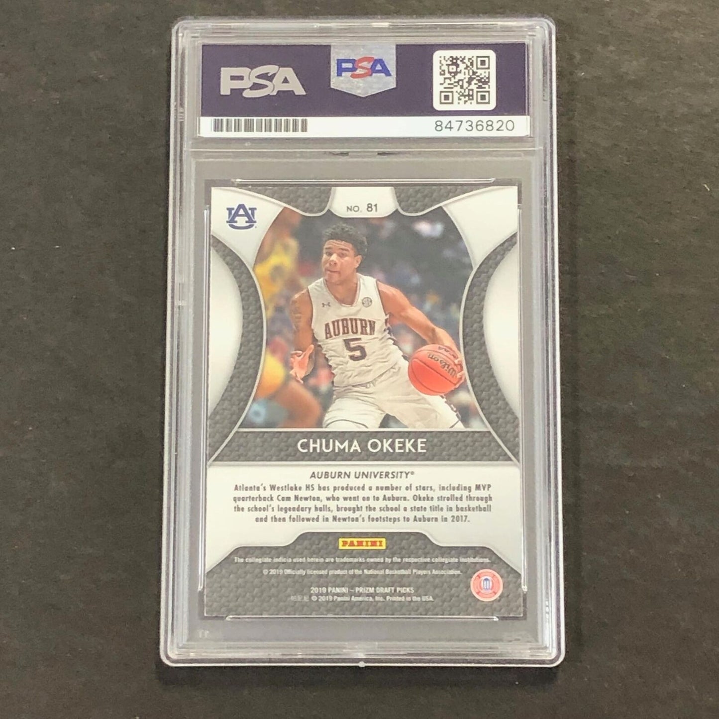 2019-20 Panini Prizm #81 Chuma Okeke Signed Card AUTO PSA Slabbed Auburn