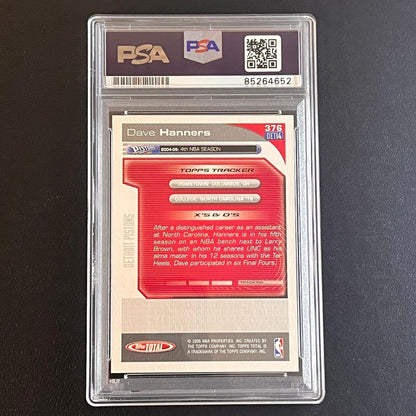 2005-06 Topps Total #376 Dave Hanners Signed Card AUTO PSA/DNA Slabbed Pistons