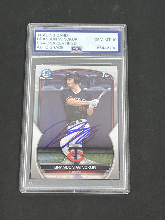 2023 Topps Chrome First Bowman #BDC-69 Brandon Winokur signed Card PSA Auto 10