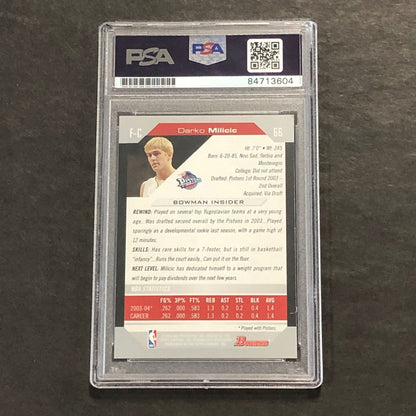 2004-05 Bowman #66 Darko Milicic Signed Card AUTO PSA Slabbed Pistons
